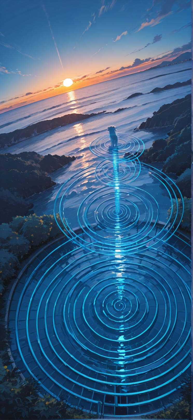 Spiral Blue Sunset Sea Spring Animal mobile wallpaper / スマホ壁紙