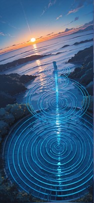 Spiral Blue Sunset Sea Spring Animal mobile wallpaper / スマホ壁紙