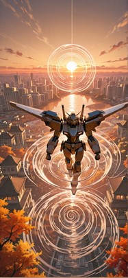 Spiral Brown Sunset City Autumn Machine mobile wallpaper / スマホ壁紙