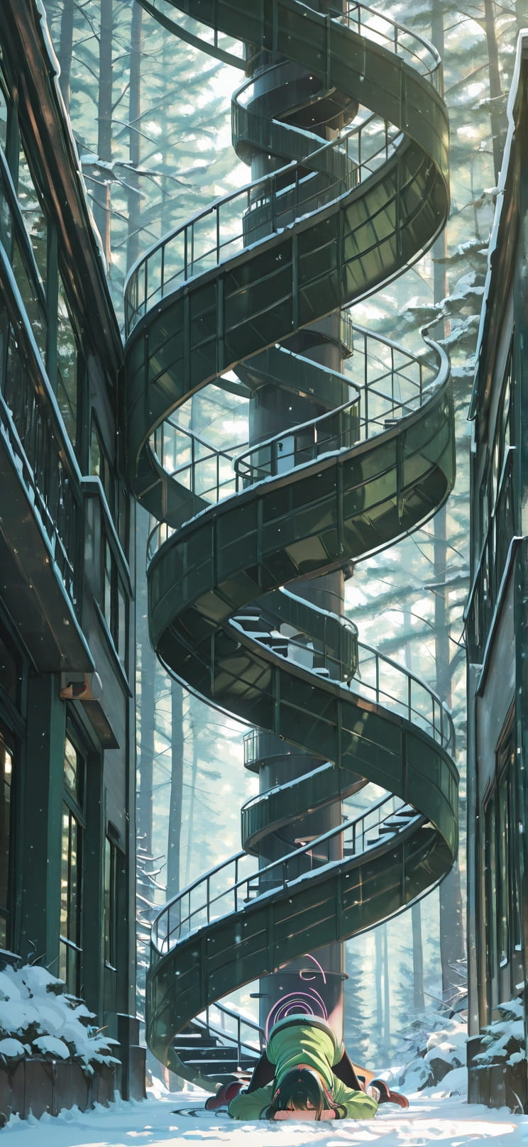 Spiral Green Afternoon Nature Winter Machine mobile wallpaper / スマホ壁紙