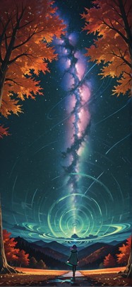 Spiral Green Night Nature Autumn mobile wallpaper / スマホ壁紙