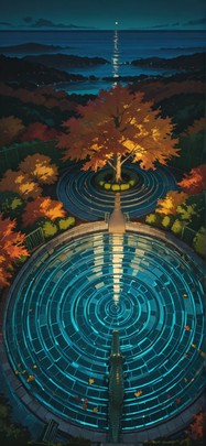 Spiral Green Night Sea Autumn Animal mobile wallpaper / スマホ壁紙