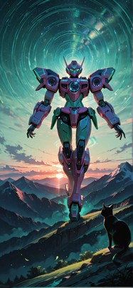 Spiral Green Sunset Mountain Spring Animal Machine mobile wallpaper / スマホ壁紙