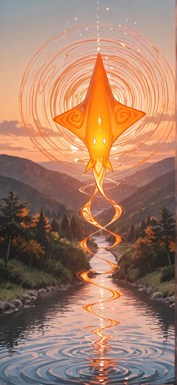 Spiral Orange Afternoon Sea Summer Animal mobile wallpaper / スマホ壁紙