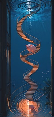 Spiral Orange Night Sea Summer Animal mobile wallpaper / スマホ壁紙