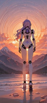 Spiral Orange Sunset Mountain Summer Animal Machine mobile wallpaper / スマホ壁紙