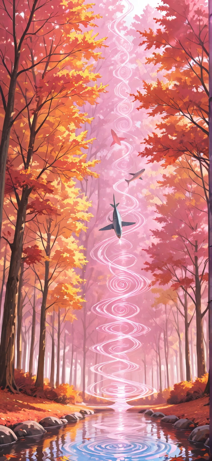 Spiral Pink Afternoon Nature Autumn Animal mobile wallpaper / スマホ壁紙