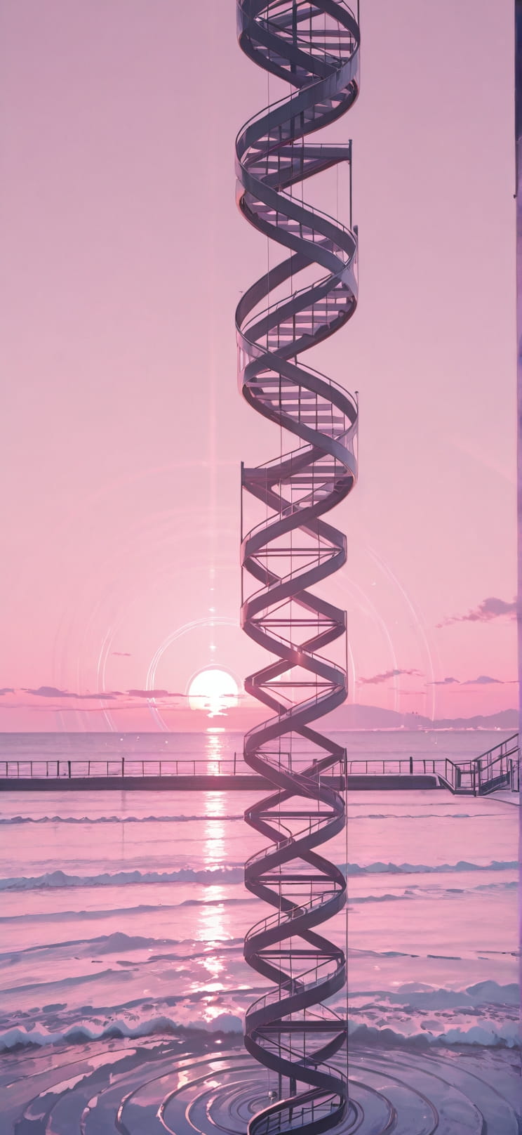 Spiral Pink Afternoon Sea Winter Machine mobile wallpaper / スマホ壁紙