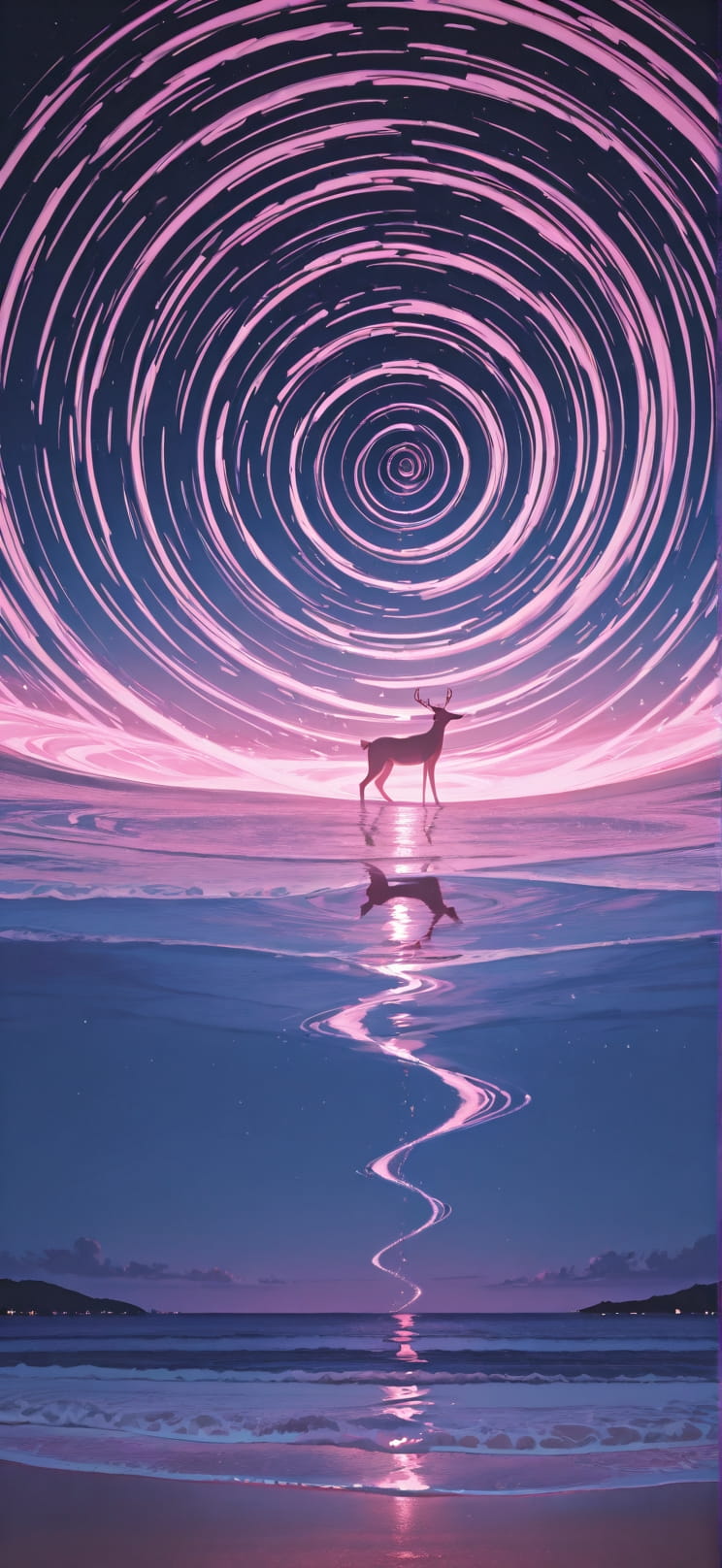 Spiral Pink Night Sea Summer Animal mobile wallpaper / スマホ壁紙