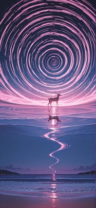 Spiral Pink Night Sea Summer Animal mobile wallpaper / スマホ壁紙