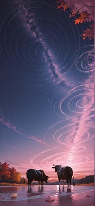 Spiral Pink Night Sky Autumn Animal mobile wallpaper / スマホ壁紙