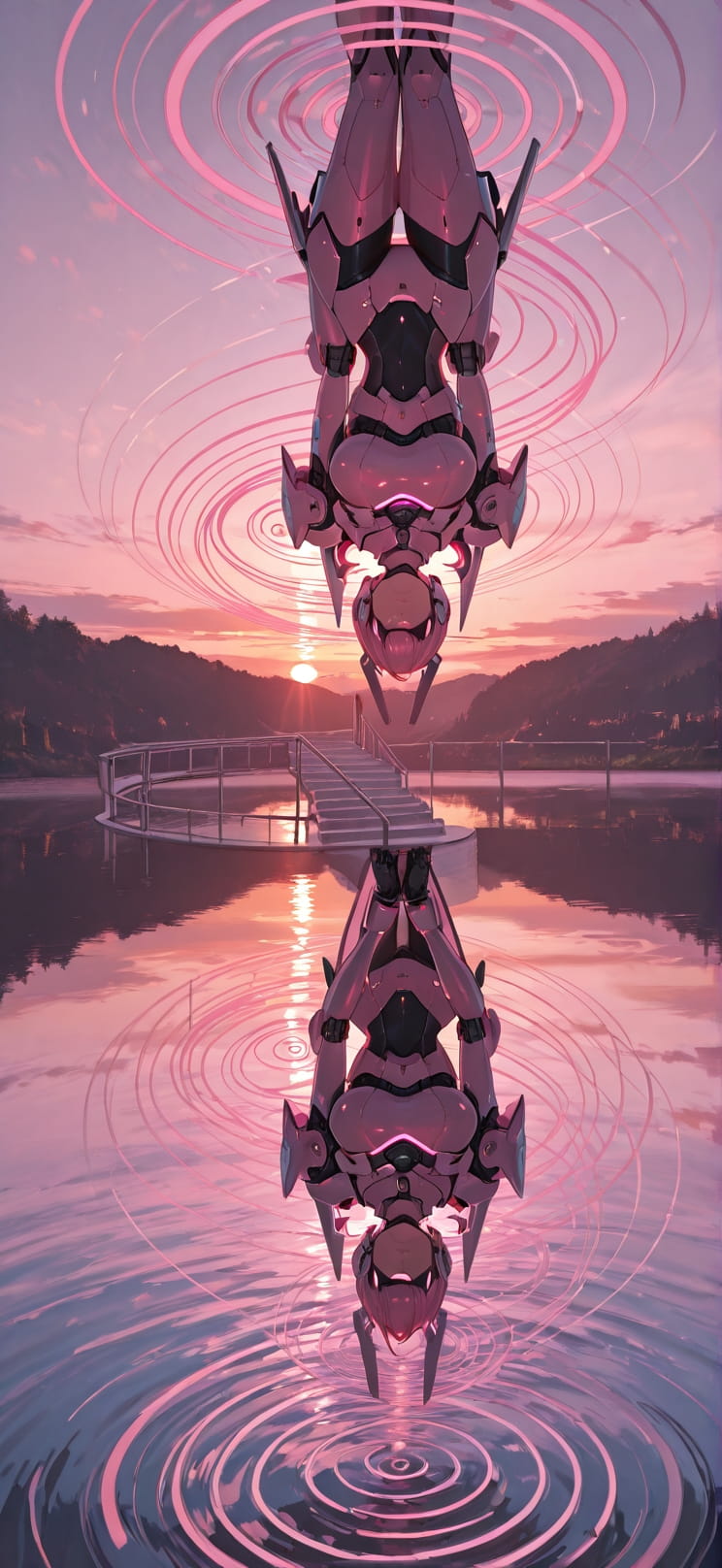 Spiral Pink Sunset Sea Spring Machine mobile wallpaper / スマホ壁紙