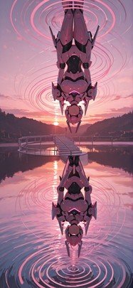 Spiral Pink Sunset Sea Spring Machine mobile wallpaper / スマホ壁紙