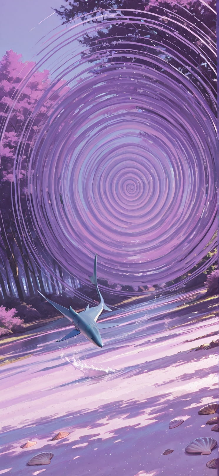 Spiral Purple Afternoon Nature Spring Animal Machine mobile wallpaper / スマホ壁紙