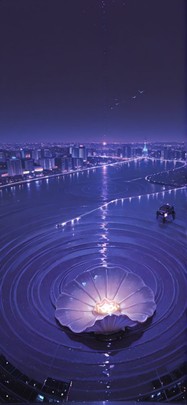 Spiral Purple Night City Winter Animal Machine mobile wallpaper / スマホ壁紙