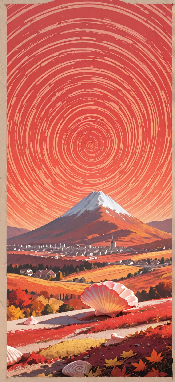 Spiral Red Afternoon City Autumn Machine mobile wallpaper / スマホ壁紙