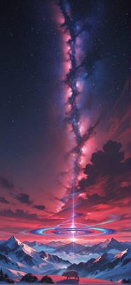 Spiral Red Afternoon Mountain Winter Animal Machine mobile wallpaper / スマホ壁紙