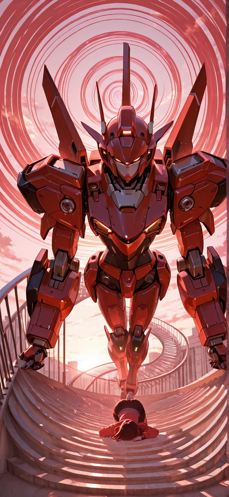 Spiral Red Afternoon Sky Spring Machine mobile wallpaper / スマホ壁紙