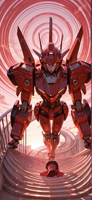 Spiral Red Afternoon Sky Spring Machine mobile wallpaper / スマホ壁紙