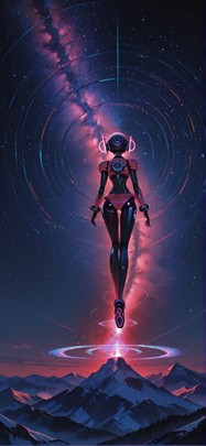 Spiral Red Night Mountain Winter Machine mobile wallpaper / スマホ壁紙