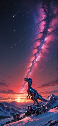 Spiral Red Sunset Mountain Winter Animal Machine mobile wallpaper / スマホ壁紙