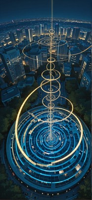 Spiral Yellow Night City Summer Animal mobile wallpaper / スマホ壁紙