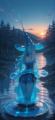 Surrealsilliness Blue Sunset Nature Summer Machine mobile wallpaper / スマホ壁紙