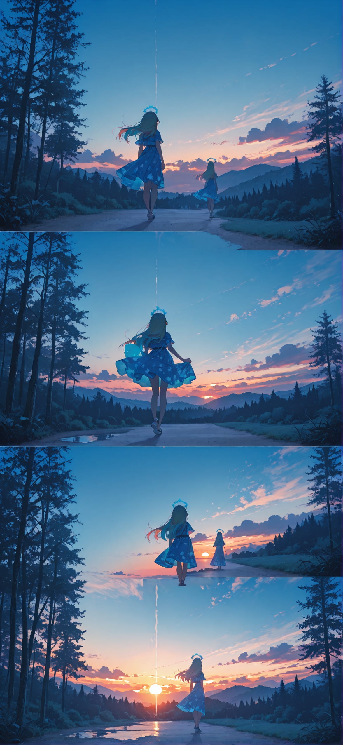 Surrealsilliness Blue Sunset Nature Summer mobile wallpaper / スマホ壁紙