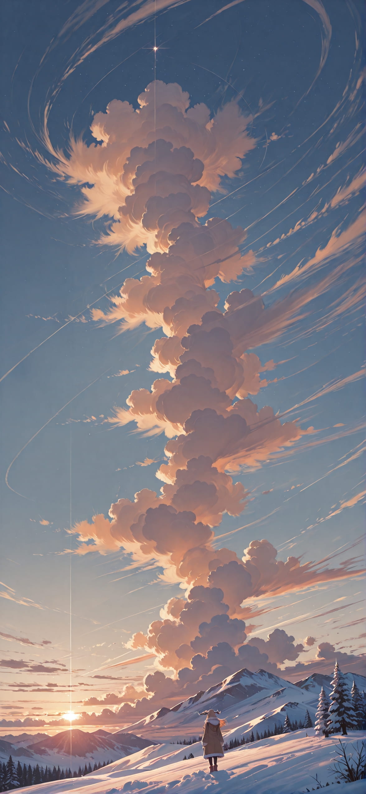 Surrealsilliness Brown Afternoon Sky Winter mobile wallpaper / スマホ壁紙