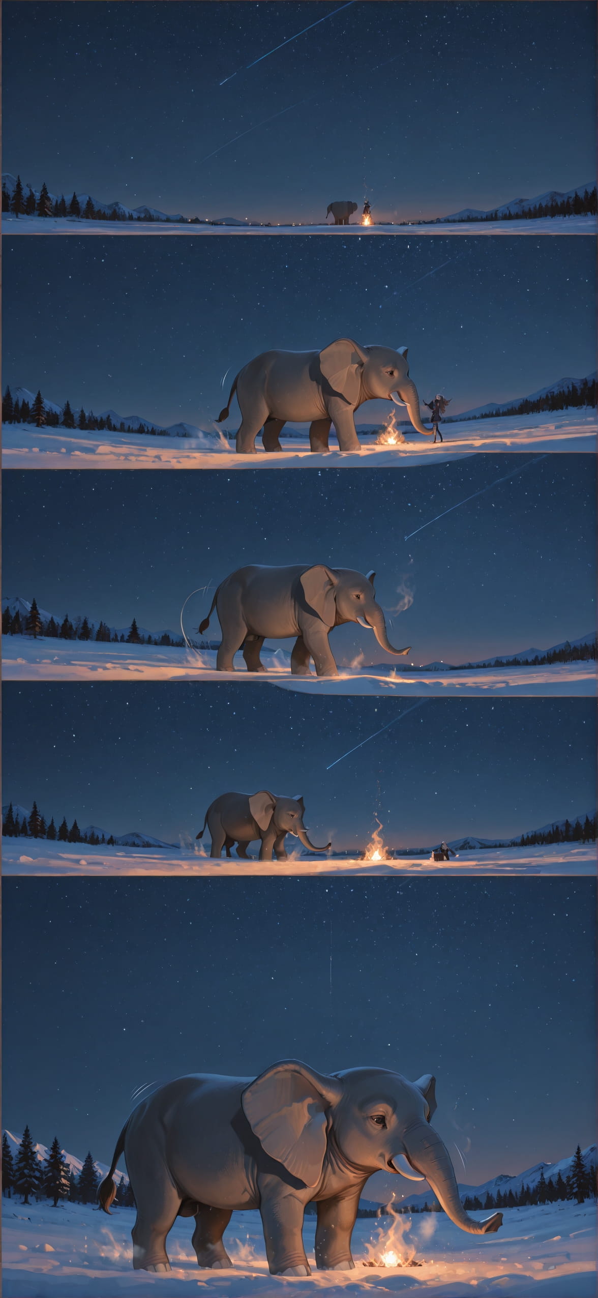 Surrealsilliness Brown Night Sky Winter Animal mobile wallpaper / スマホ壁紙