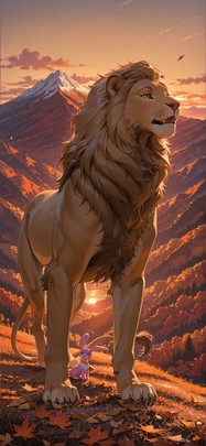 Surrealsilliness Brown Sunset Mountain Autumn Animal mobile wallpaper / スマホ壁紙