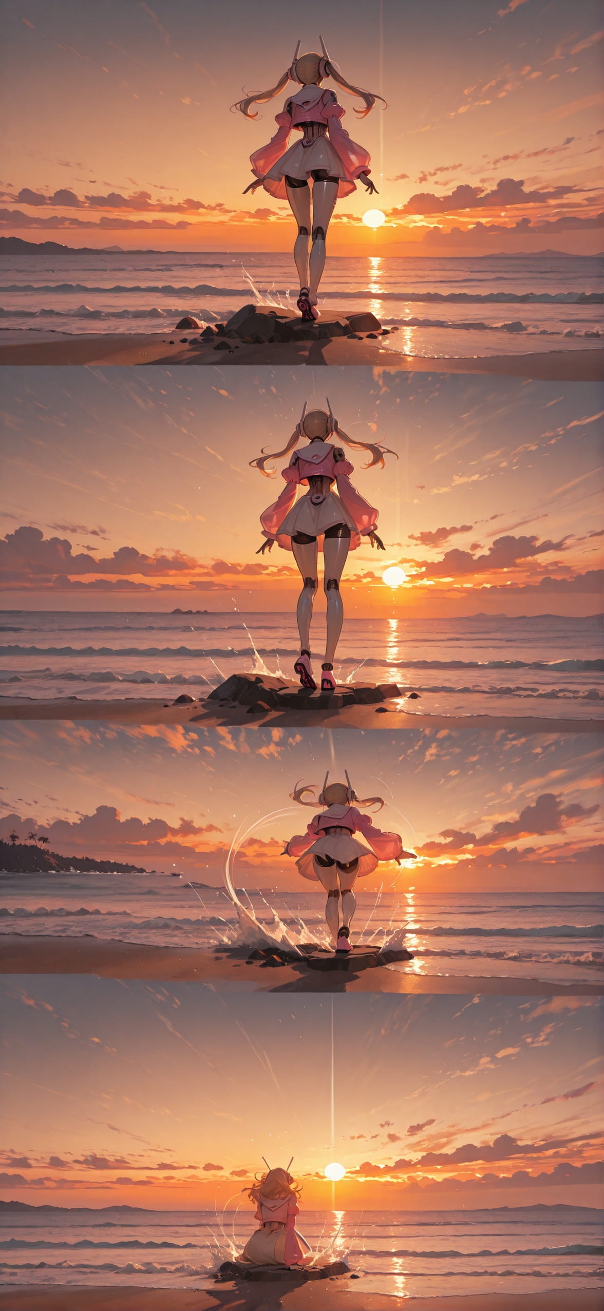 Surrealsilliness Brown Sunset Sea Autumn Machine mobile wallpaper / スマホ壁紙