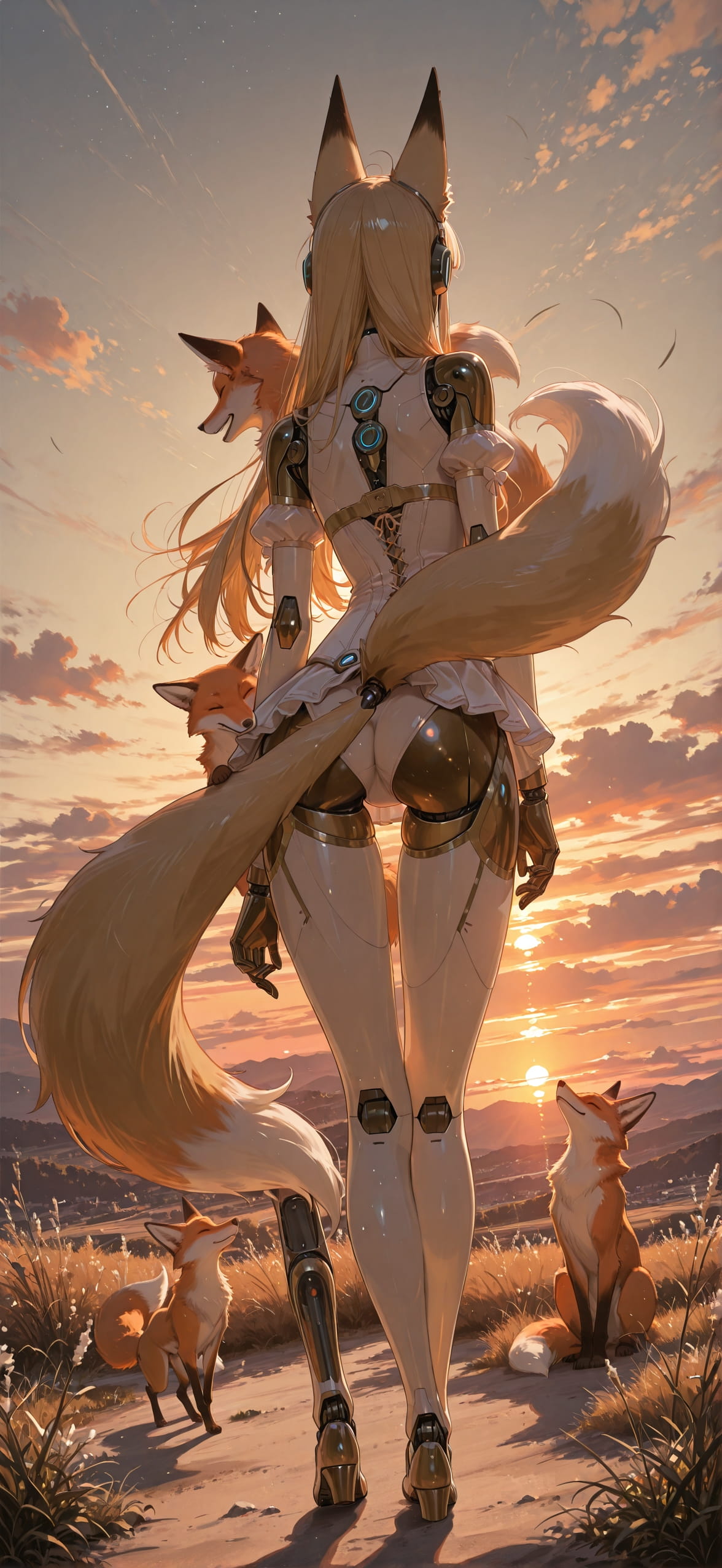 Surrealsilliness Brown Sunset Sky Spring Animal Machine mobile wallpaper / スマホ壁紙