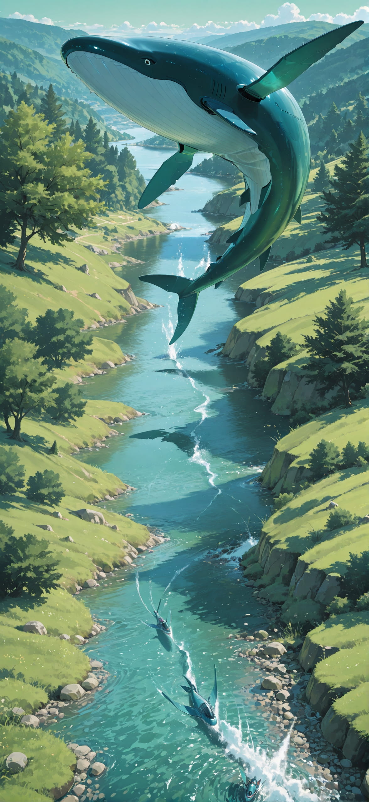 Surrealsilliness Green Afternoon Sea Spring Animal Machine mobile wallpaper / スマホ壁紙