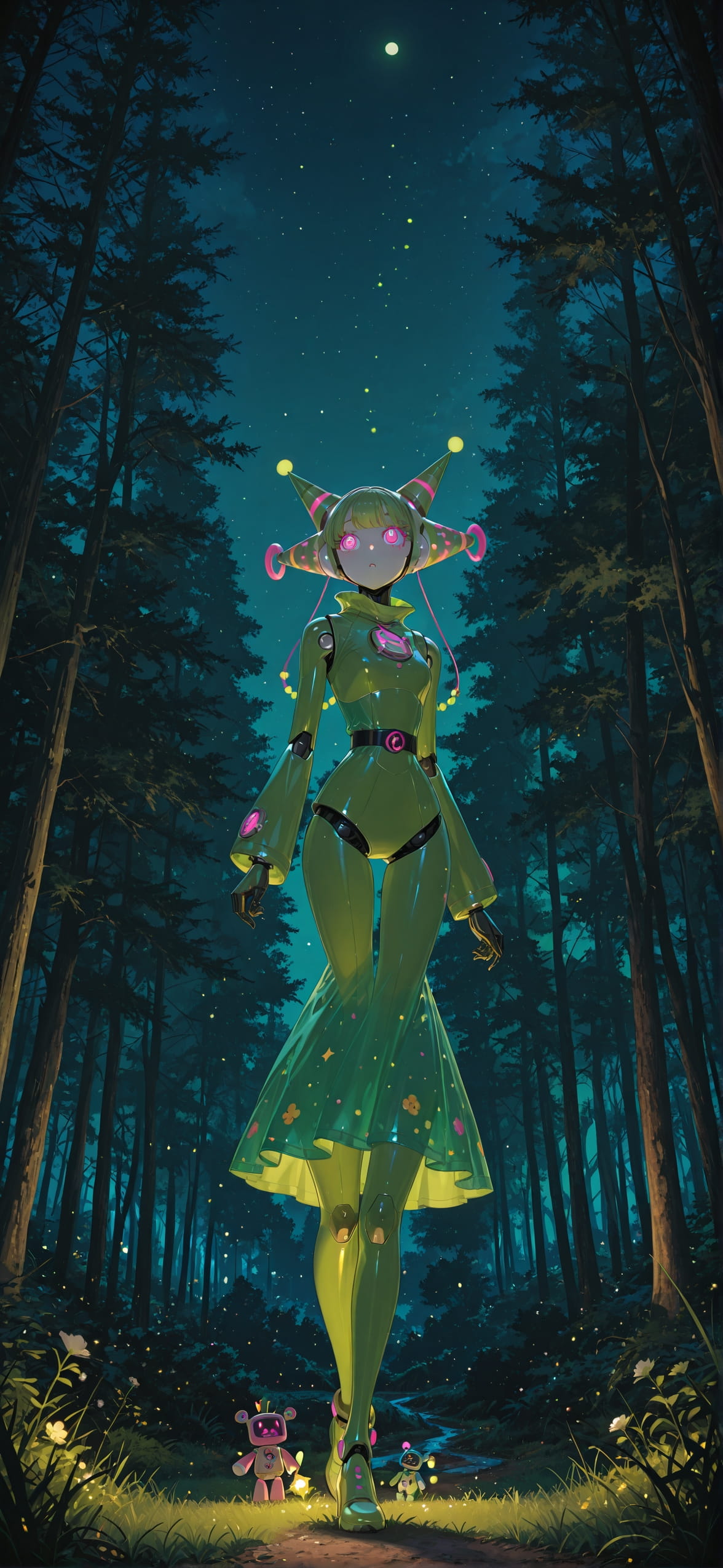 Surrealsilliness Green Night Nature Spring Machine mobile wallpaper / スマホ壁紙