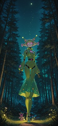 Surrealsilliness Green Night Nature Spring Machine mobile wallpaper / スマホ壁紙