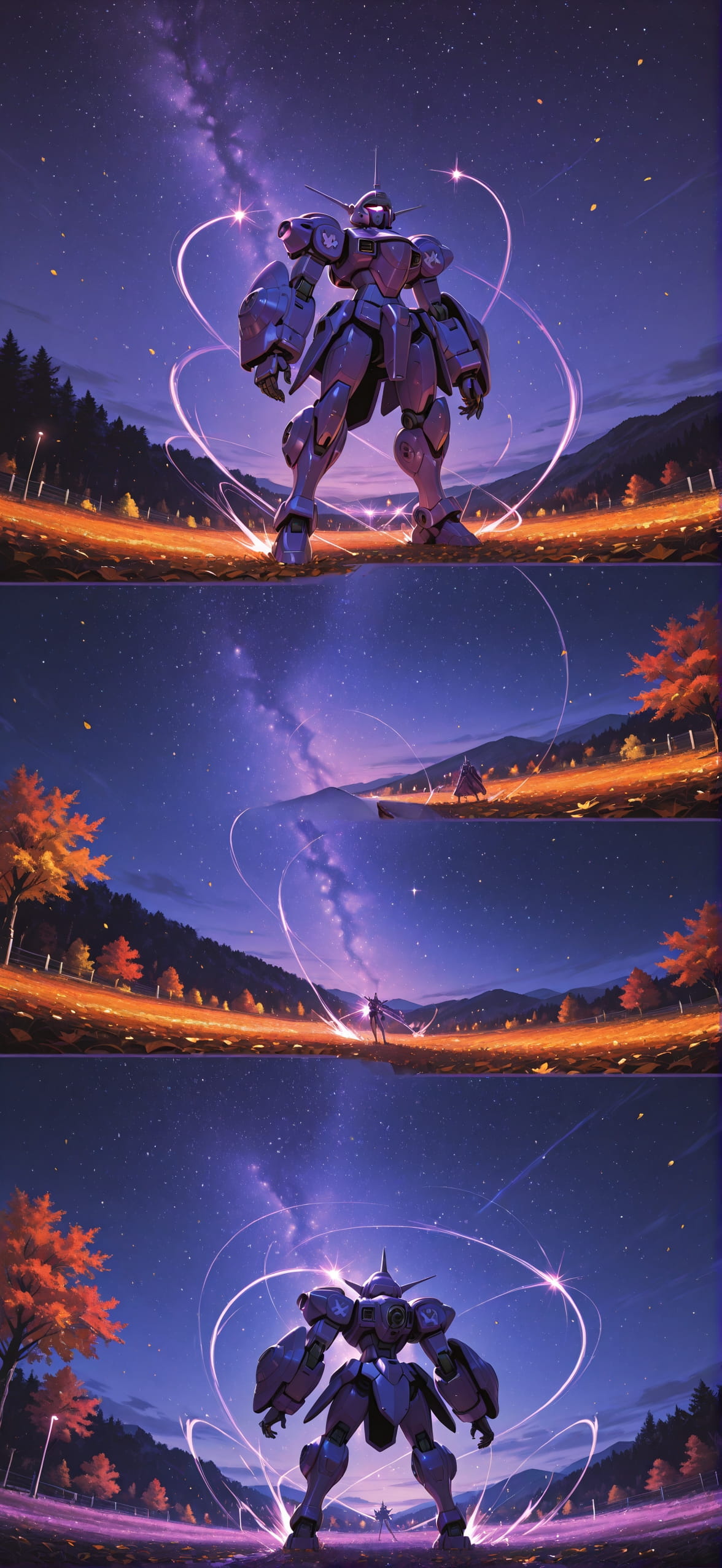 Surrealsilliness Purple Night Sky Autumn Machine mobile wallpaper / スマホ壁紙