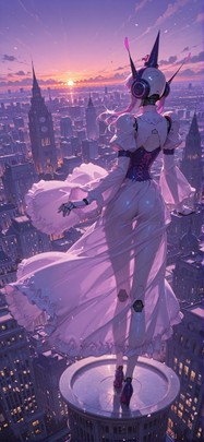 Surrealsilliness Purple Sunset City Spring Animal Machine mobile wallpaper / スマホ壁紙