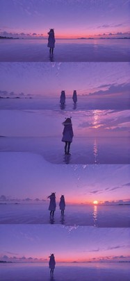 Surrealsilliness Purple Sunset Sea Winter mobile wallpaper / スマホ壁紙