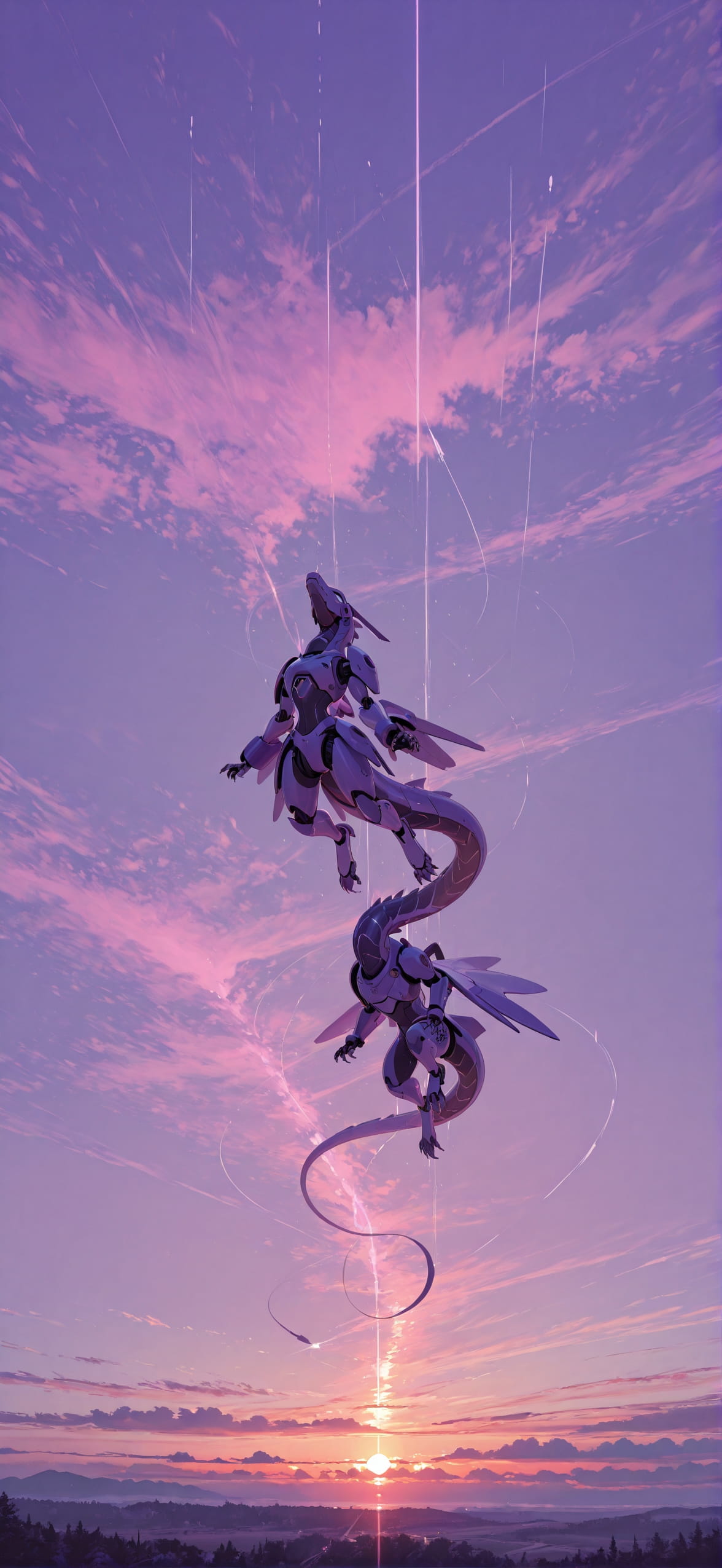 Surrealsilliness Purple Sunset Sky Spring Animal Machine mobile wallpaper / スマホ壁紙