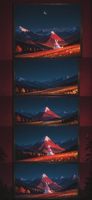 Surrealsilliness Red Night Mountain Autumn Animal mobile wallpaper / スマホ壁紙