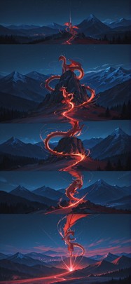 Surrealsilliness Red Night Mountain Summer Animal mobile wallpaper / スマホ壁紙