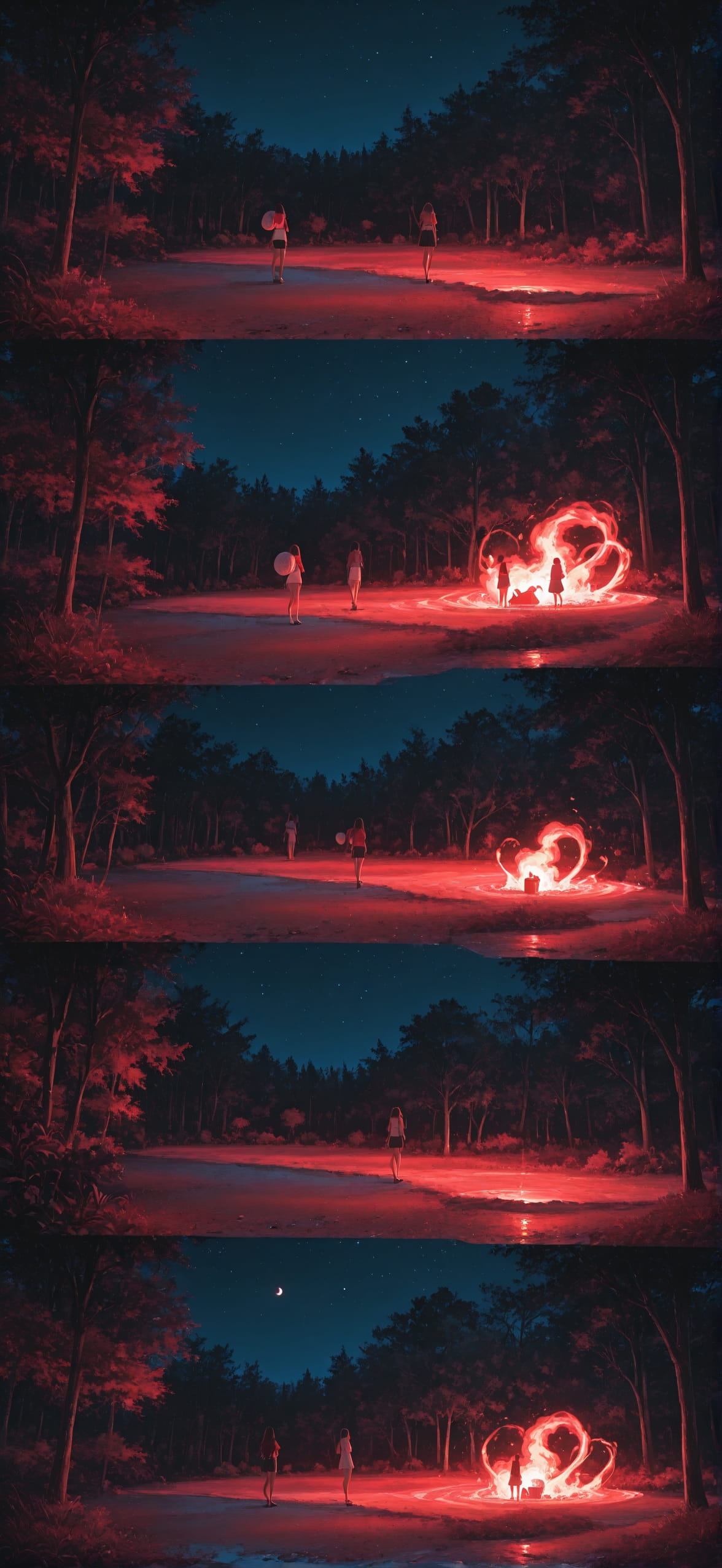 Surrealsilliness Red Night Nature Summer mobile wallpaper / スマホ壁紙