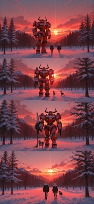 Surrealsilliness Red Sunset Nature Winter Animal Machine mobile wallpaper / スマホ壁紙