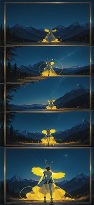 Surrealsilliness Yellow Night Mountain Summer Animal Machine mobile wallpaper / スマホ壁紙