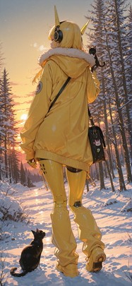 Surrealsilliness Yellow Sunset Nature Winter Animal Machine mobile wallpaper / スマホ壁紙