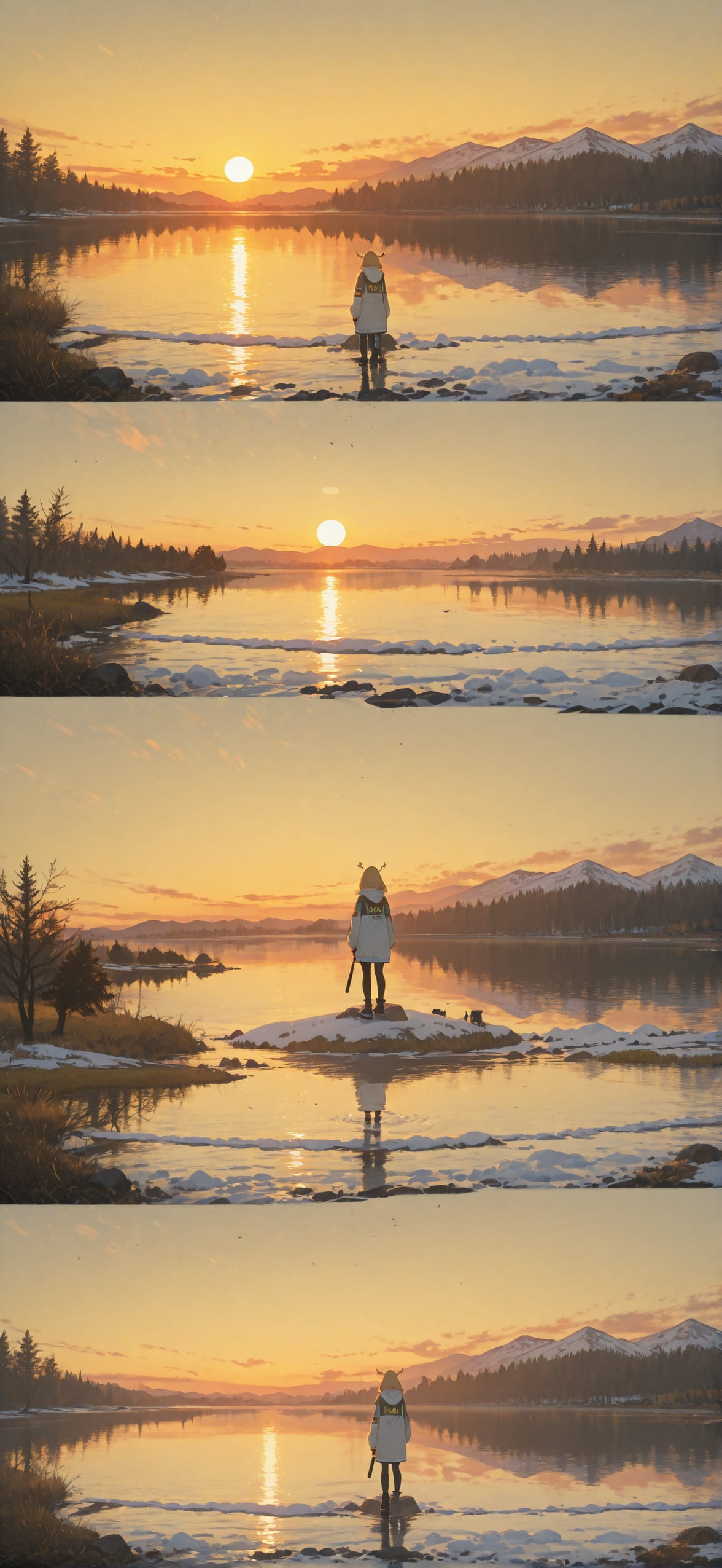 Surrealsilliness Yellow Sunset Sea Winter mobile wallpaper / スマホ壁紙