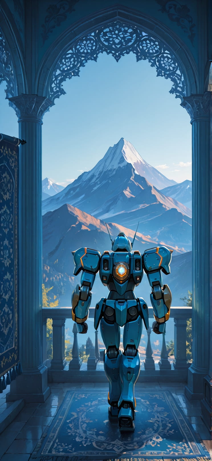 Tapestry Blue Afternoon Mountain Summer Machine mobile wallpaper / スマホ壁紙