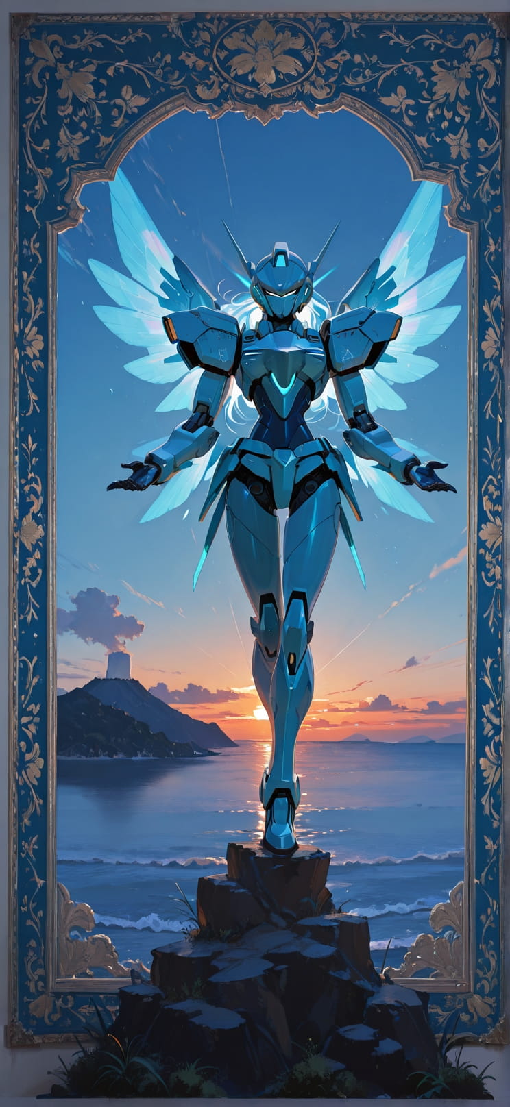 Tapestry Blue Sunset Sea Summer Animal Machine mobile wallpaper / スマホ壁紙