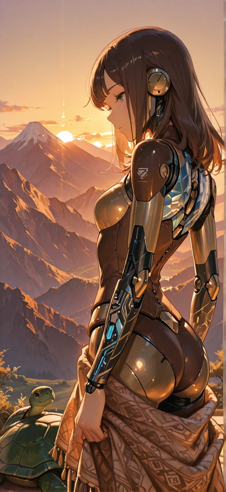 Tapestry Brown Sunset Mountain Spring Animal Machine mobile wallpaper / スマホ壁紙